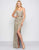 Mac Duggal - Bedazzled Sheath Dress With Slit and Train 4691D In Silver and Gold