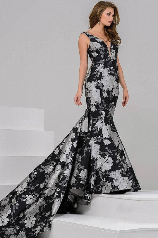 Floral Mermaid Dress with Long Train 40903
