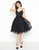 Mac Duggal - 40920R Beaded Lace Applique A-Line Knee Length Dress in Black