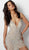 Jovani - 40928 Beaded Plunging V-Neck Mini Dress In Neutral