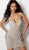 Jovani - 40928 Beaded Plunging V-Neck Mini Dress In Neutral