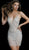 Jovani - 40928 Beaded Plunging V-Neck Mini Dress In Neutral