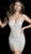 Jovani - 40928 Beaded Plunging V-Neck Mini Dress In Neutral