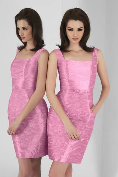 Alexia Designs - 4118 Sleeveless Square Neck Sheath Dress In Pink