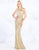 Mac Duggal Prom - 4805M Beaded High Halter Keyhole Gown In Nude and Gold