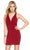 Alyce Paris - 4098 Plunging V-Neck Jersey Fitted Dress