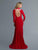 Saboroma - 4099 Applique High Neck Trumpet Dress In Red