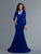 Saboroma - 4099 Applique High Neck Trumpet Dress In Blue