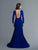Saboroma - 4099 Applique High Neck Trumpet Dress In Blue