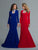 Saboroma - 4099 Applique High Neck Trumpet Dress In Blue and Red