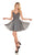 Rachel Allan Homecoming - 4100 Applique Plunging V-neck Chiffon Dress In Gray