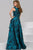 Long Floral Dress with Ruched Bodice 41006