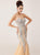 Angela & Alison - 41008C Bedazzled Sweetheart Mermaid Dress in Neutral