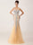 Angela & Alison - 41008C Bedazzled Sweetheart Mermaid Dress in Neutral