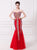 Angela & Alison - 41008C Bedazzled Sweetheart Mermaid Dress in Red