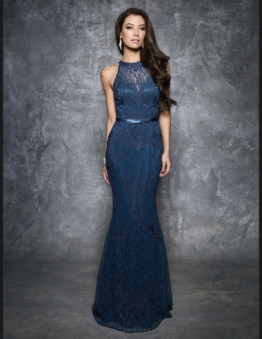 Nina Canacci - Sleeveless Lace Prom Dress 4103 in Green and Blue
