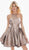 Ashley Lauren - 4106 Halter Brocade A-line Dress In Multi-Color