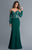 Saboroma - 4110 Floral Lace Beaded Cold Shoulder Mermaid Gown In Green
