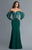 Saboroma - 4110 Floral Lace Beaded Cold Shoulder Mermaid Gown In Green
