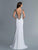 Saboroma - 4111 Beaded Plunging Illusion V Back Long Evening Gown In White