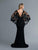 Saboroma - 4113 Embroidered Illusion Cape Trumpet Gown In Black