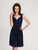 Alexia Designs - 4114 Pleated V-neck Sheath Dress In Blue