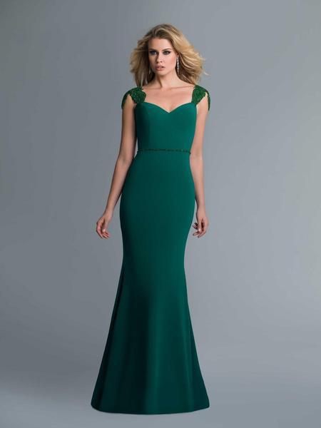 Saboroma - 4114 Embellished V-neck Trumpet Dress In Green
