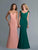 Saboroma - 4114 Embellished V-neck Trumpet Dress In Pink and Green