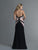Saboroma - 4121 Two Tone Deep V-neck Sheath Dress In Black and Neutral