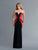 Saboroma - 4121 Two Tone Deep V-neck Sheath Dress In Black and Orange
