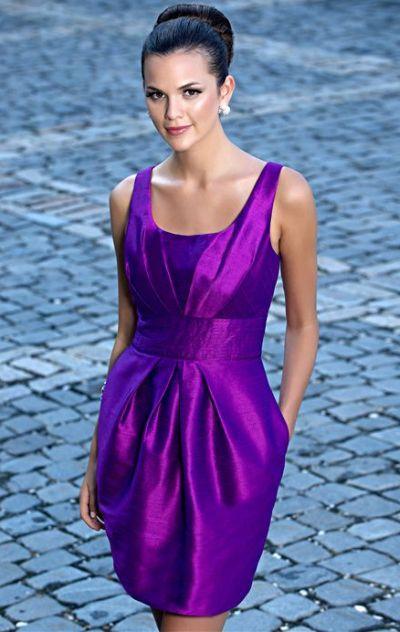 Alexia Designs - 4126 Sleeveless Square Neck Tulip Dress In Purple