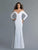 Saboroma - 4129 Metallic Beaded Sleeve Illusion Plunge Gown In White