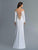 Saboroma - 4129 Metallic Beaded Sleeve Illusion Plunge Gown In White