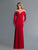 Saboroma - 4129 Metallic Beaded Sleeve Illusion Plunge Gown In Red