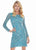 Ashley Lauren - 4130 Multi-Color Sequined Long Sleeve Sheath Dress In Multi-Color and Blue