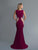 Saboroma - 4131 Embellished Bateau Trumpet Dress With Train In Purple