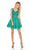 Rachel Allan Homecoming - 4132 Deep V-neck Glitter Tulle A-line Dress In Green