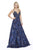 Shail K - 41326 Elegant V Neckline Embellished A-Line Dress In Blue