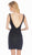 Ashley Lauren - 4132 Short Metallic Plunging V-Neck Sheath Dress In Black