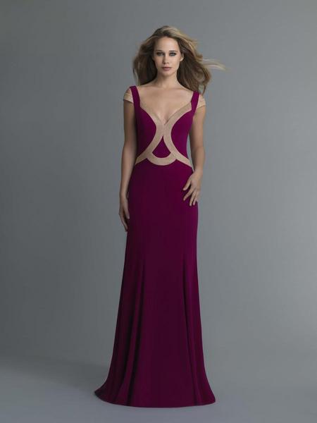 Saboroma - 4132 Two Tone Plunging V-neck Trumpet Dress In Pink