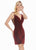 Ashley Lauren - 4132 Short Metallic Plunging V-Neck Sheath Dress In Red