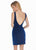 Ashley Lauren - 4132 Short Metallic Plunging V-Neck Sheath Dress In Blue