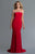 Saboroma - 4134 Pearl Beaded Sheer Neckline and Sleeve Mermaid Gown In Red