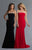 Saboroma - 4134 Pearl Beaded Sheer Neckline and Sleeve Mermaid Gown In Black and Red