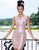 Alexia Designs - 4134 V-neck Twisted Empire Waist Sheath Dress In Pink