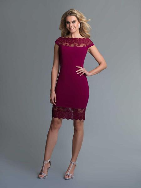 Saboroma - 4136 Lace Applique Sheath Dress In Pink