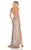Rachel Allan Homecoming - 4138 Sequined Plunging V-neck Trumpet Dress In Neutral and Silver