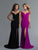Saboroma - 4139 Embellished High Neck Trumpet Dress In Black and Pink