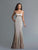 Saboroma - 4140 Beaded Square Sheath Evening Dress In Neutral