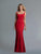 Saboroma - 4140 Beaded Square Sheath Evening Dress In Red
